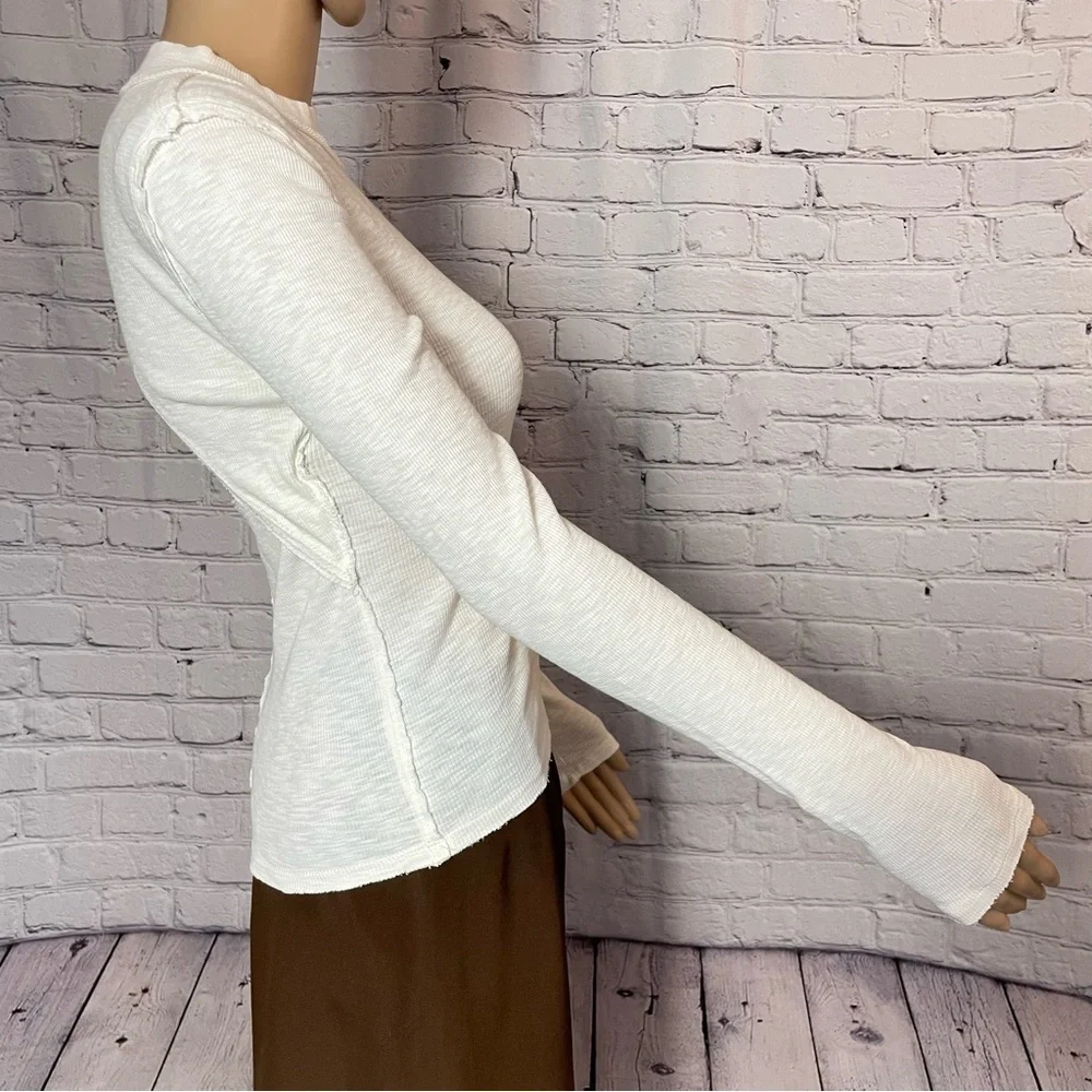 New Free People Ivory Cotton Distant Sun Tee Size XS